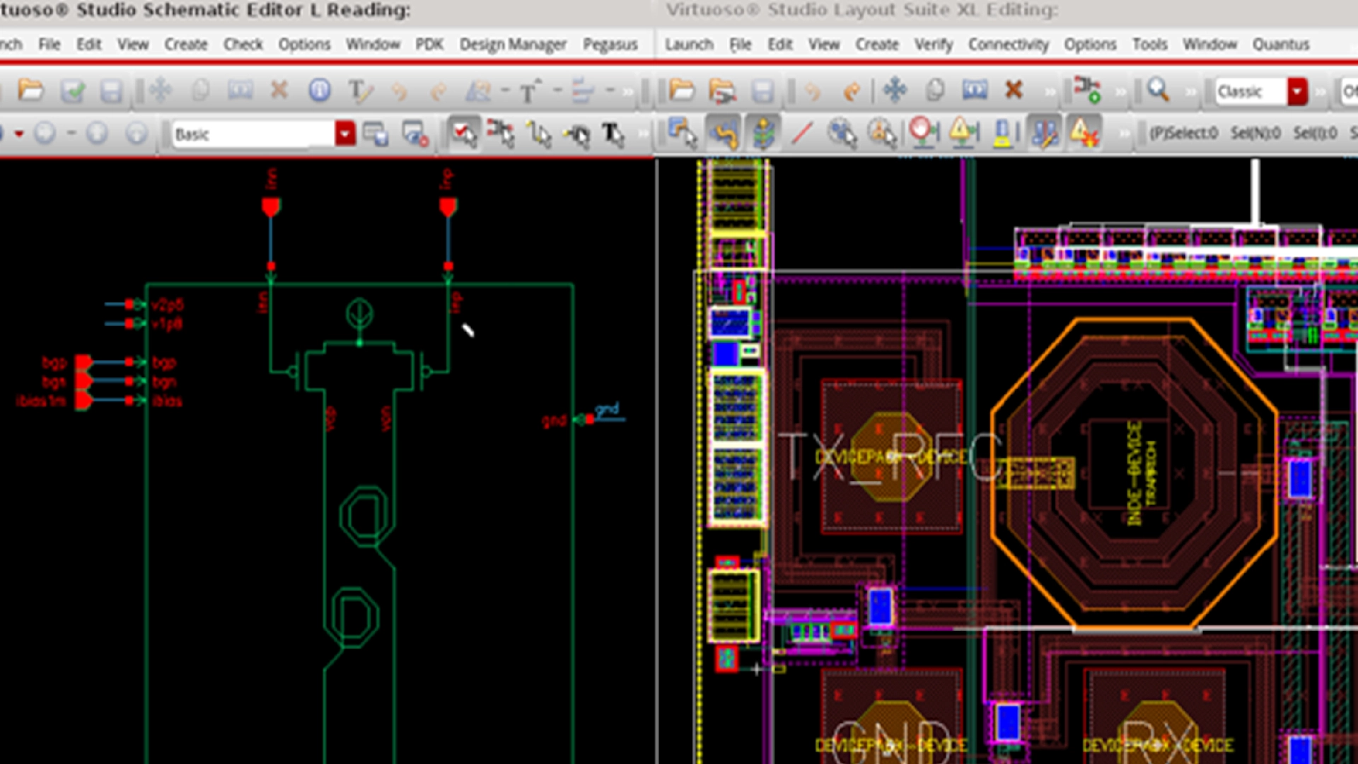 Cadence design tool interface for IC design